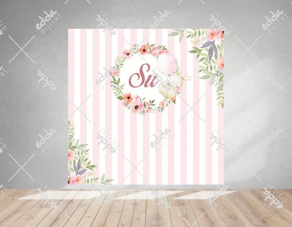 Çiçek Temalı Pembe Baby Shower Afişi