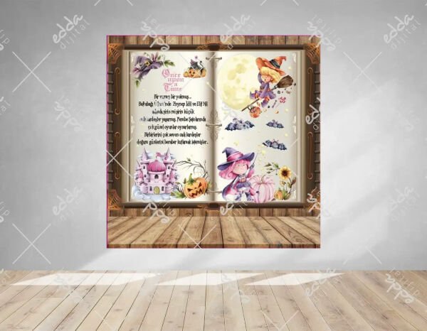 Cadı Temalı Kitaplı Doğum Günü Afişi