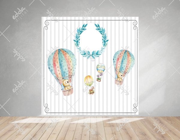 Mavi Balon Temalı Baby Shower  Afişi