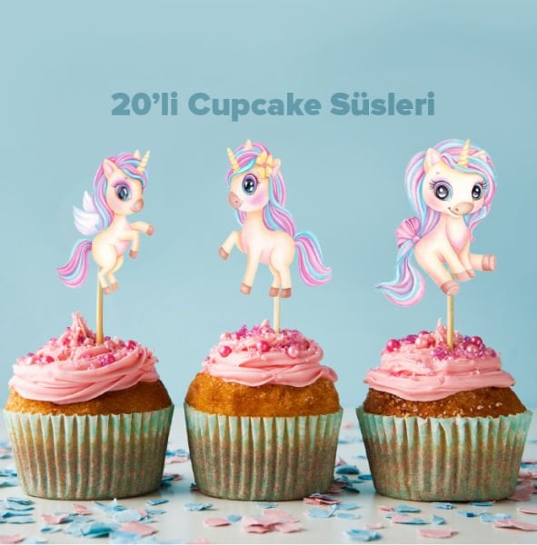 Unicorn Konseptli Cupcake Süsü