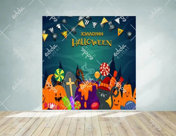 Hallowen Temalı Doğum Günü Afişi