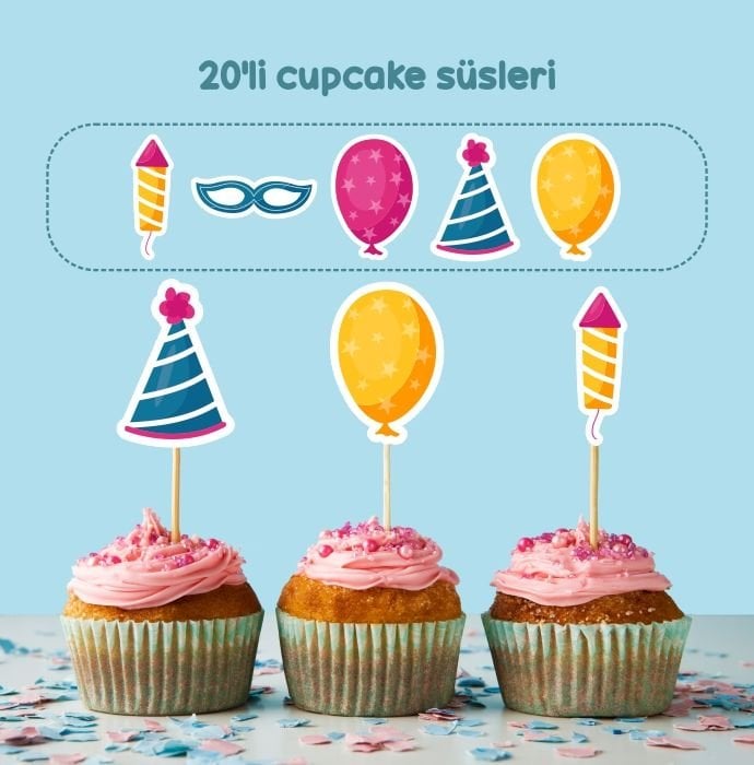 Parti Konseptli Cupcake Süsü
