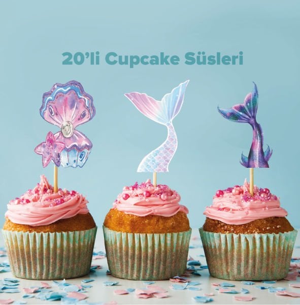 Deniz Kızı Konseptli Cupcake Süsü