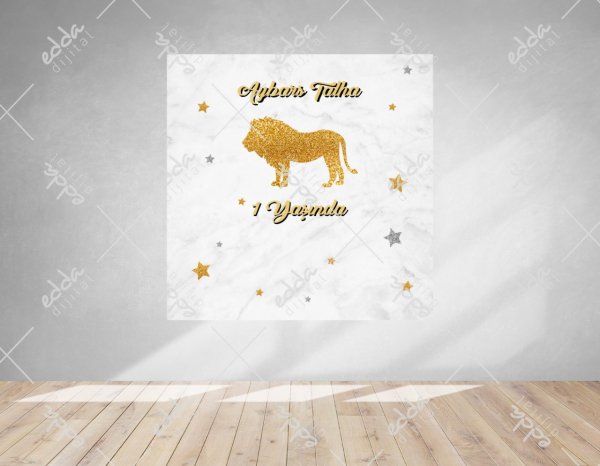 Aslan ve Yıldız Temalı Doğum Günü Afişi