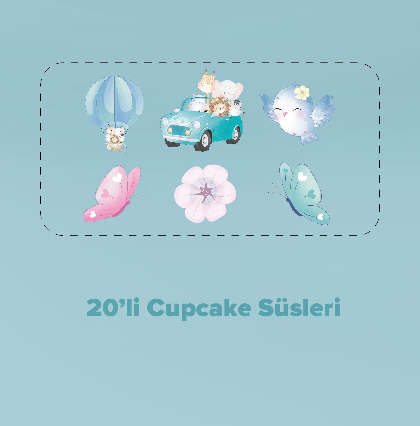 Sevimli Hayvanlar Konseptli Cupcake Süsü