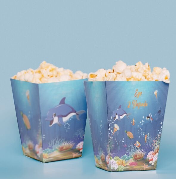 Mavi Deniz Altı Konseptli Pop Corn Kutusu