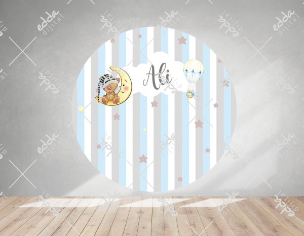 Yıldız Balon ve Ayıcık Temalı Baby Shower Afişi