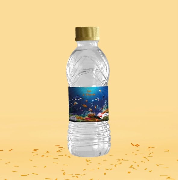 Mavi Deniz Altı Temalı Su Şişesi Etiketi