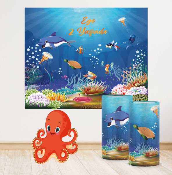 Mavi Deniz Altı Konseptli Mini 3 Paket