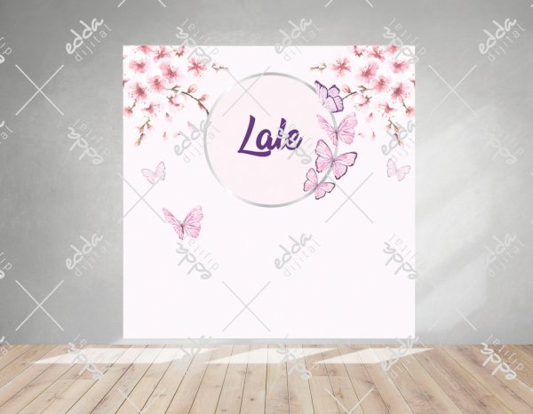 Pembe Çiçek ve Kelebek Temalı Baby Shower Afişi