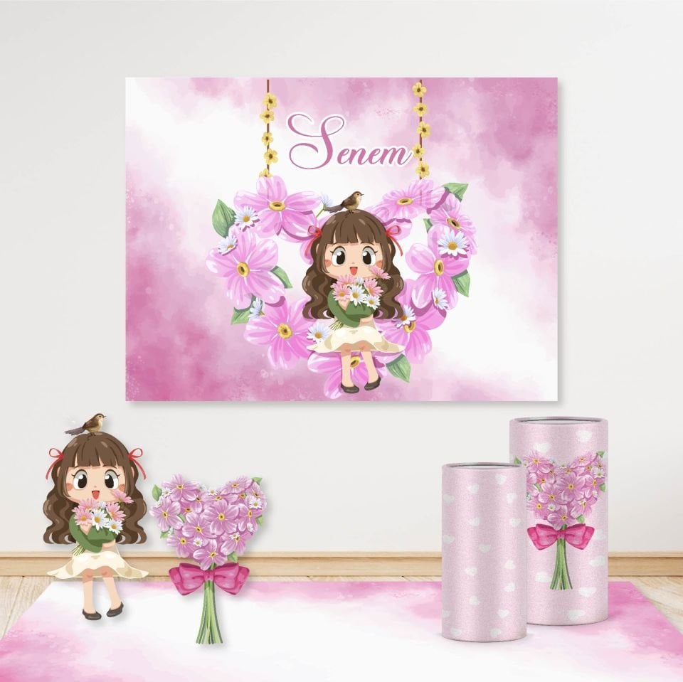 Çiçekli Kız Konseptli Mini 1 Paket