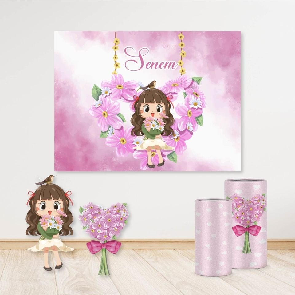 Çiçekli Kız Konseptli Mini 2 Paket