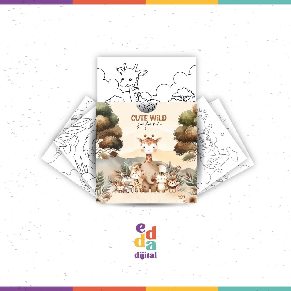 Safari Temalı Boyama Kartları