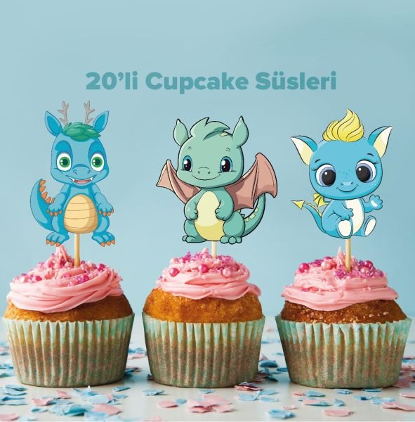 Bebek Dinolar Konseptli Cupcake Süsü
