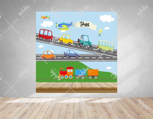 Arabalar Temalı Doğum Günü Afişi