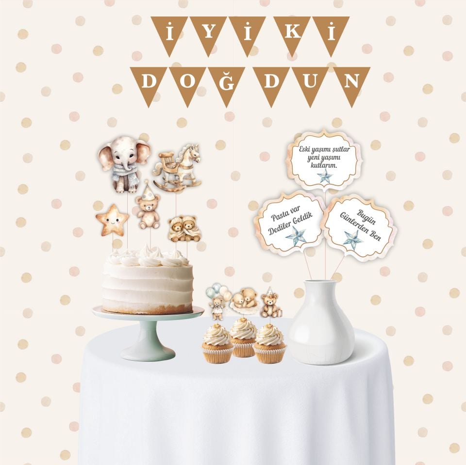 Baby Shower Temalı Mini Doğum Günü Parti Seti