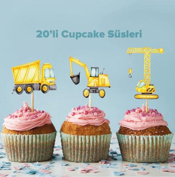 İnşaat Konseptli Cupcake Süsü