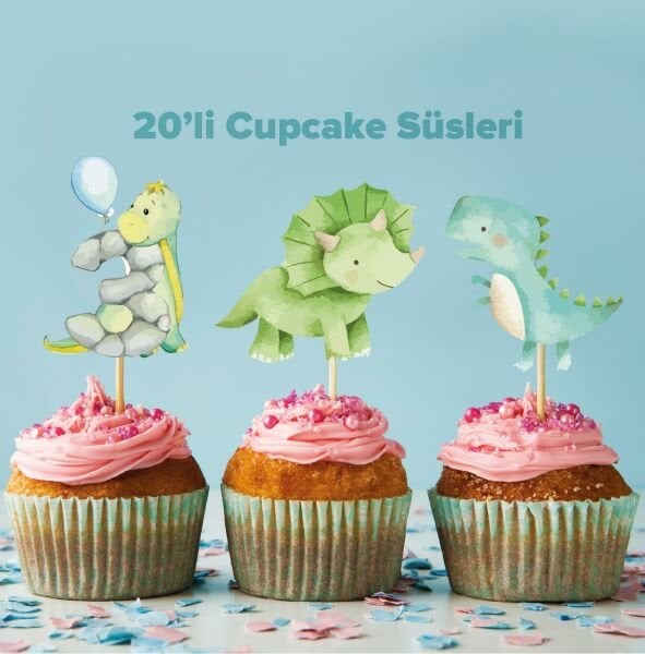 Dinozor Konseptli Cupcake Süsü