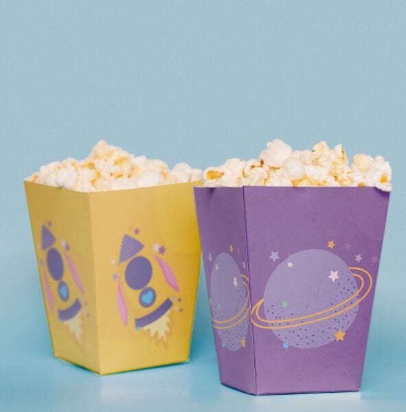 Pembe Uzay Temalı Pop Corn Kutusu