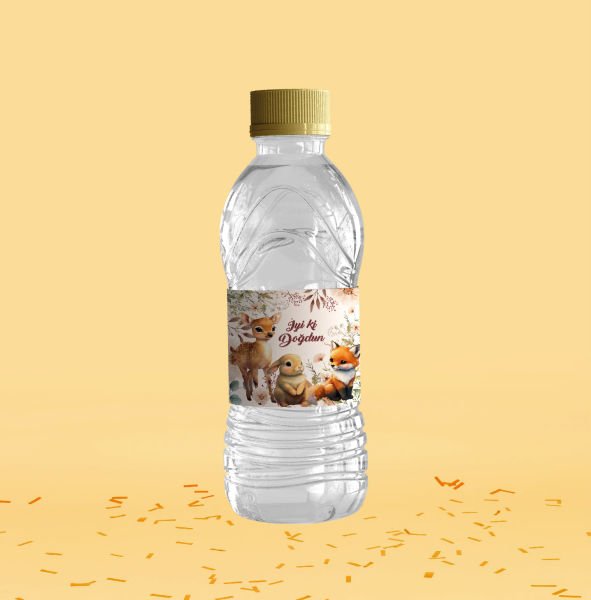 Sevimli Hayvanlar Temalı Su Şişesi Etiketi