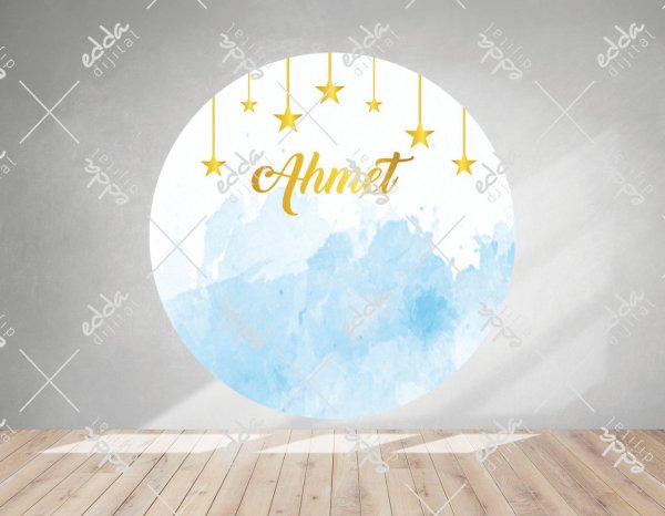 Yıldızlı Baby Shower Temalı Mavi Afiş
