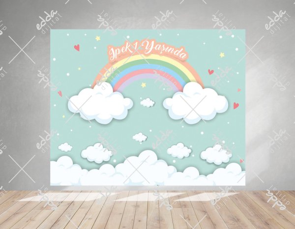 Gökkuşağı Temalı Baby Shower Afişi