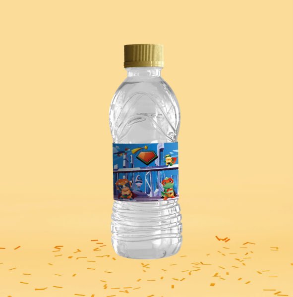 Super Dino Temalı Su Şişesi Etiketi