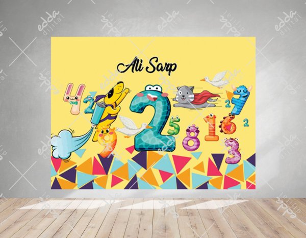 Sayılar ve Hayvanlar Temalı Doğum Günü Afişi