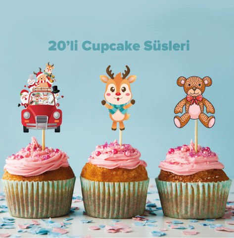 Yılbaşı Konseptli Cupcake Süsü