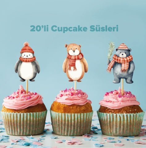 Kış Konseptli Cupcake Süsü