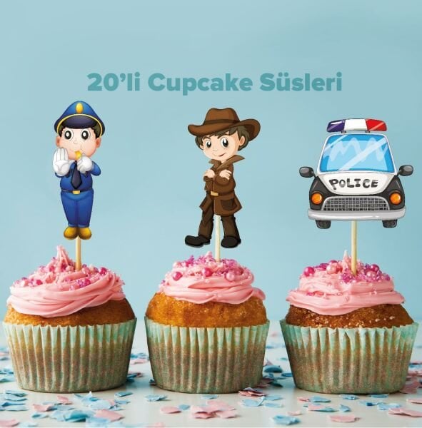 Polis Konseptli Cupcake Süsü
