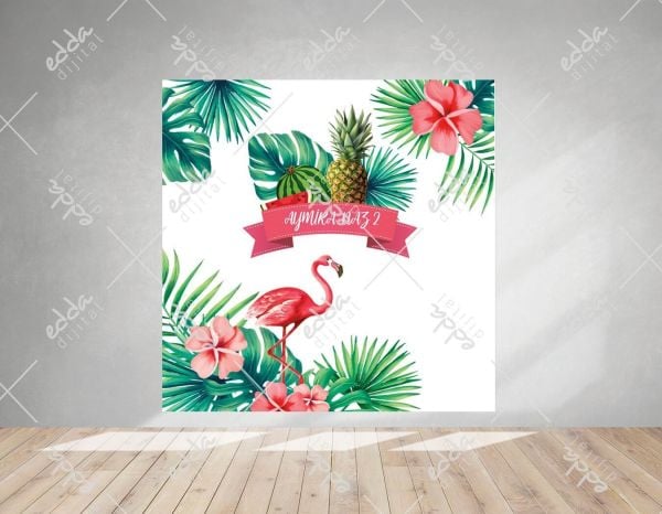 Flamingo Temalı Doğum Günü Afişi