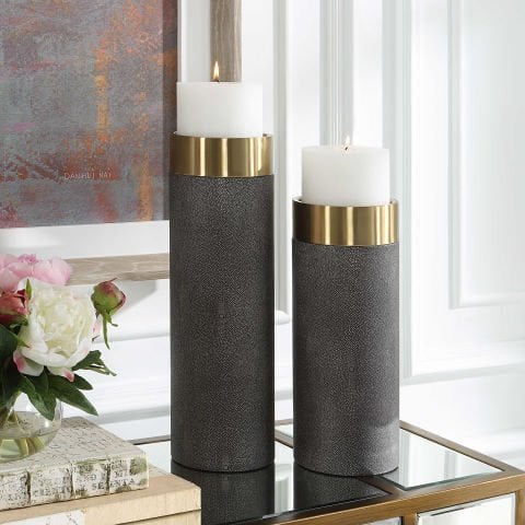 WESSEX CANDLEHOLDERS GRAY S/2