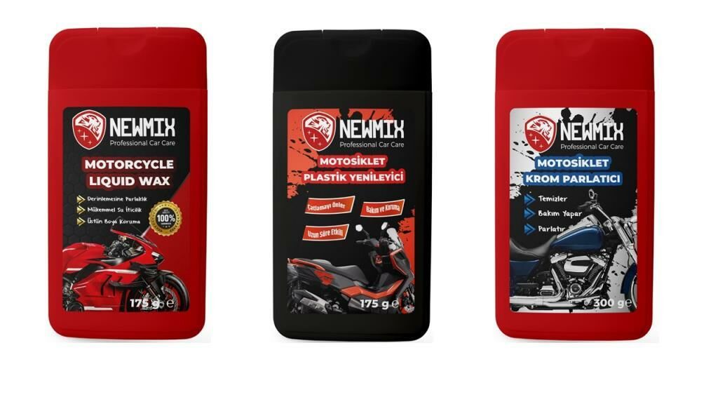 Newmix Motosiklet Lıquıd Wax+Plastik Yen.+Krom Par. 3’lü Set