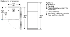 KDN55NLE0N Serie | 4 Üstten Donduruculu Buzdolabı186 x 70 cm Paslanmaz çelik görünüm