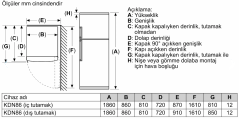 KDN86XWE0N Serie | 4 Üstten Donduruculu Buzdolabı 186 x 86 cm Beyaz