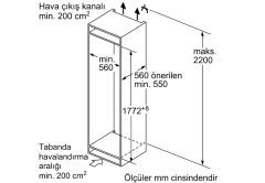 KIS87AFE0N Serie | 6 Alttan Donduruculu Ankastre Buzdolabı 177.2 x 55.8 cm