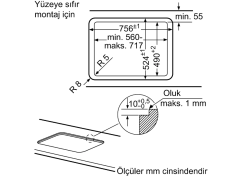 PPQ7A6B20 Serie | 6 Gazlı Ocak 75 cm Sert cam, Siyah