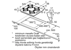 POP7C6O10O  Serie | 2 Gazlı Ocak 67 cm Sert cam, Siyah