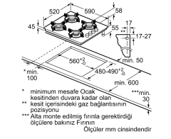 POH6C2O10O Serie | 2 Gazlı Ocak 60 cm Sert cam, Beyaz