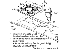 POP6C6O10O  Serie | 2 Gazlı Ocak 60 cm Sert cam, Siyah