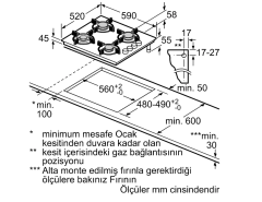POH6C6B11O Serie | 2 Gazlı Ocak 60 cm Sert cam, Siyah