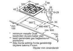 PPP6A2B20O  Serie | 6 Gazlı Ocak 60 cm Sert cam, Beyaz