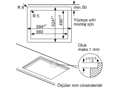 PPP6A6B20 Serie | 6 Gazlı Ocak 60 cm Sert cam, Siyah