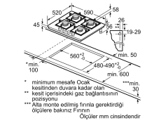 PPP6A9B20 Serie | 6 Gazlı Ocak 60 cm Sert cam, Antrasit gri