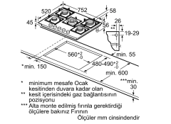 PPQ7A2B20  Serie | 6 Gazlı Ocak 75 cm Sert cam, Beyaz