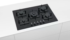 PPQ7A6B10 Serie | 6 Gazlı Ocak 75 cm Sert cam, Siyah