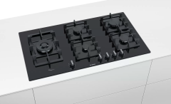 PPS9A6B90 Serie | 6 Gazlı Ocak 90 cm Sert cam, Siyah