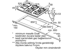 PPS9A6B90 Serie | 6 Gazlı Ocak 90 cm Sert cam, Siyah