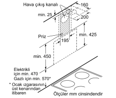 DWK65AD70R Serie | 4 Duvar Tipi Davlumbaz 60 cm Antrasit Gri Cam Yüzey